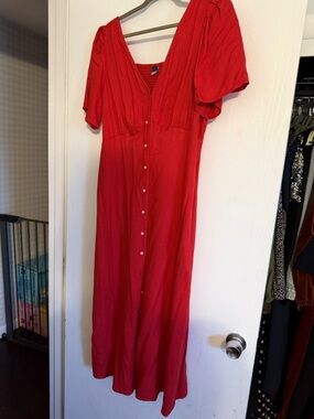 Old Navy Red Button-Front Maxi Dress